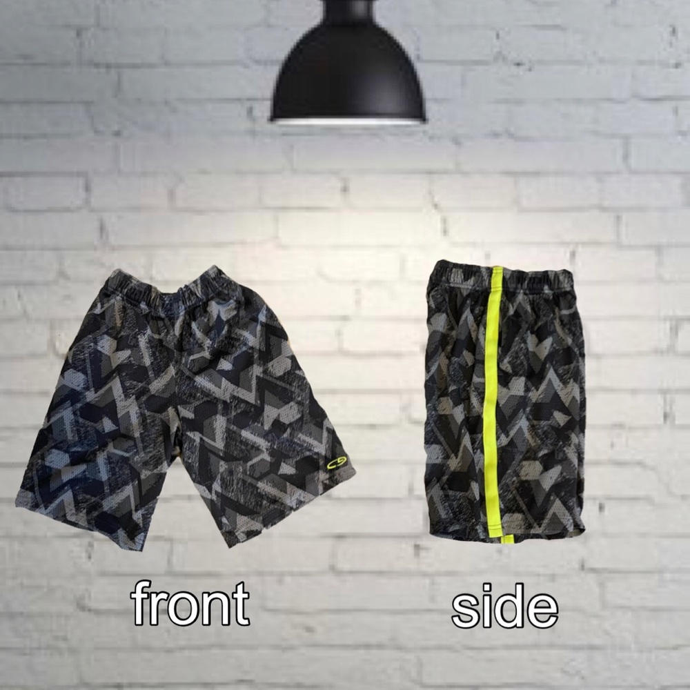 Boys Grey and Green Champion Shorts